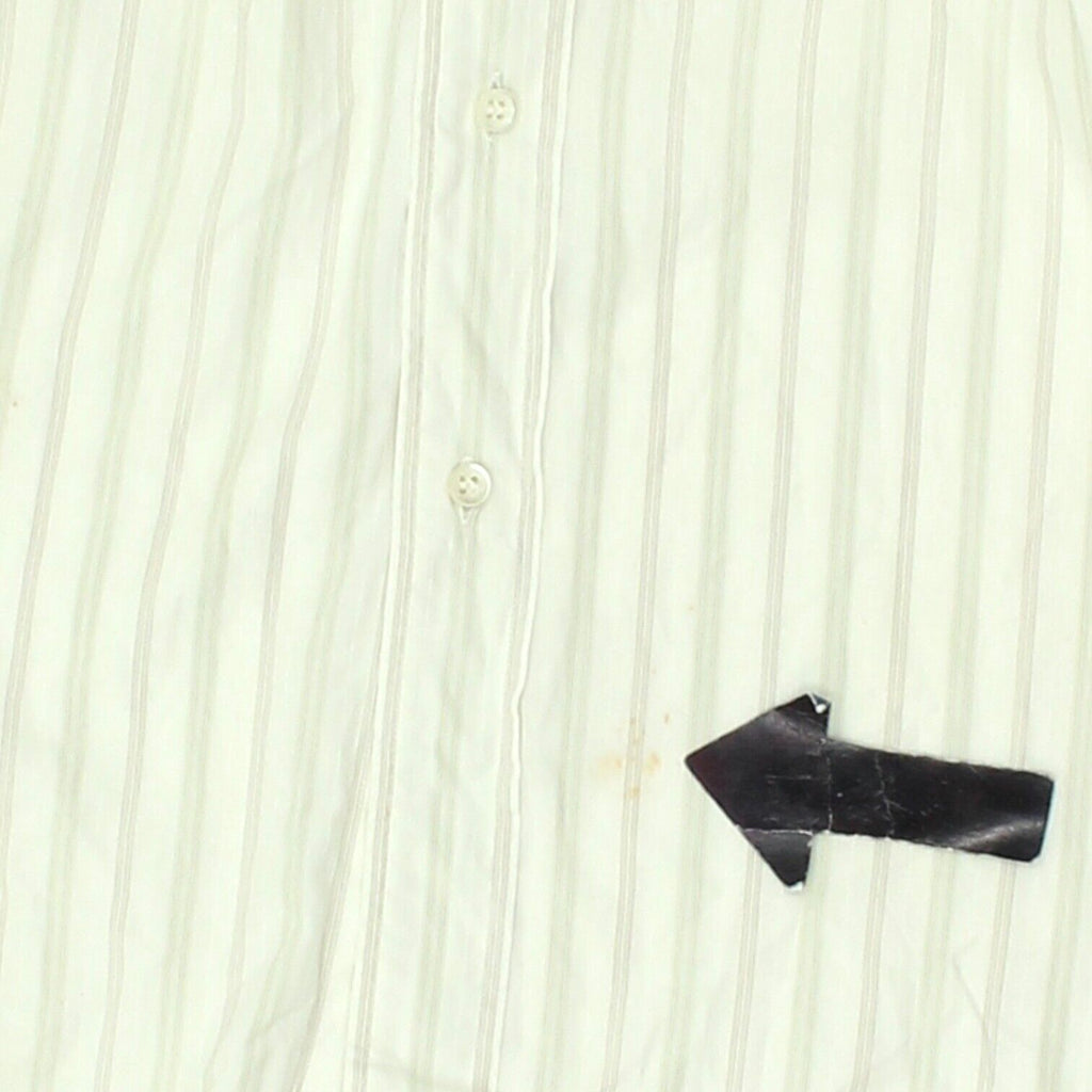 Yves Saint Laurent Mens White Striped Shirt | Vintage High End Designer Formal | Vintage Messina Hembry | Thrift | Second-Hand Messina Hembry | Used Clothing | Messina Hembry 