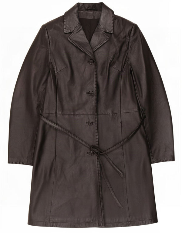 Vintage Womens Leather Coat IT 50 XL Black