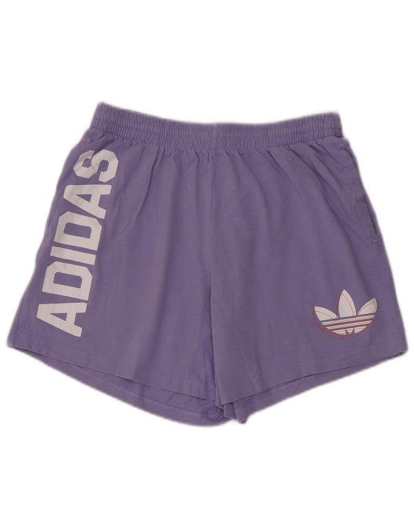 Adidas Womens Graphic Sport Shorts UK 14 Large Purple Cotton