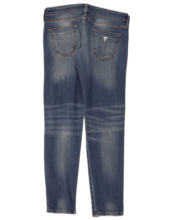 Guess Womens Distressed Skinny Jeans W29 L28 Blue Cotton
