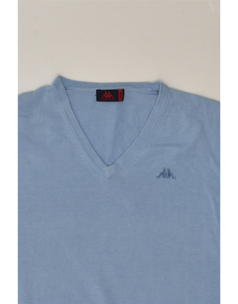 KAPPA Mens V-Neck Jumper Sweater Large Blue Cotton | Vintage Kappa | Thrift | Second-Hand Kappa | Used Clothing | Messina Hembry 