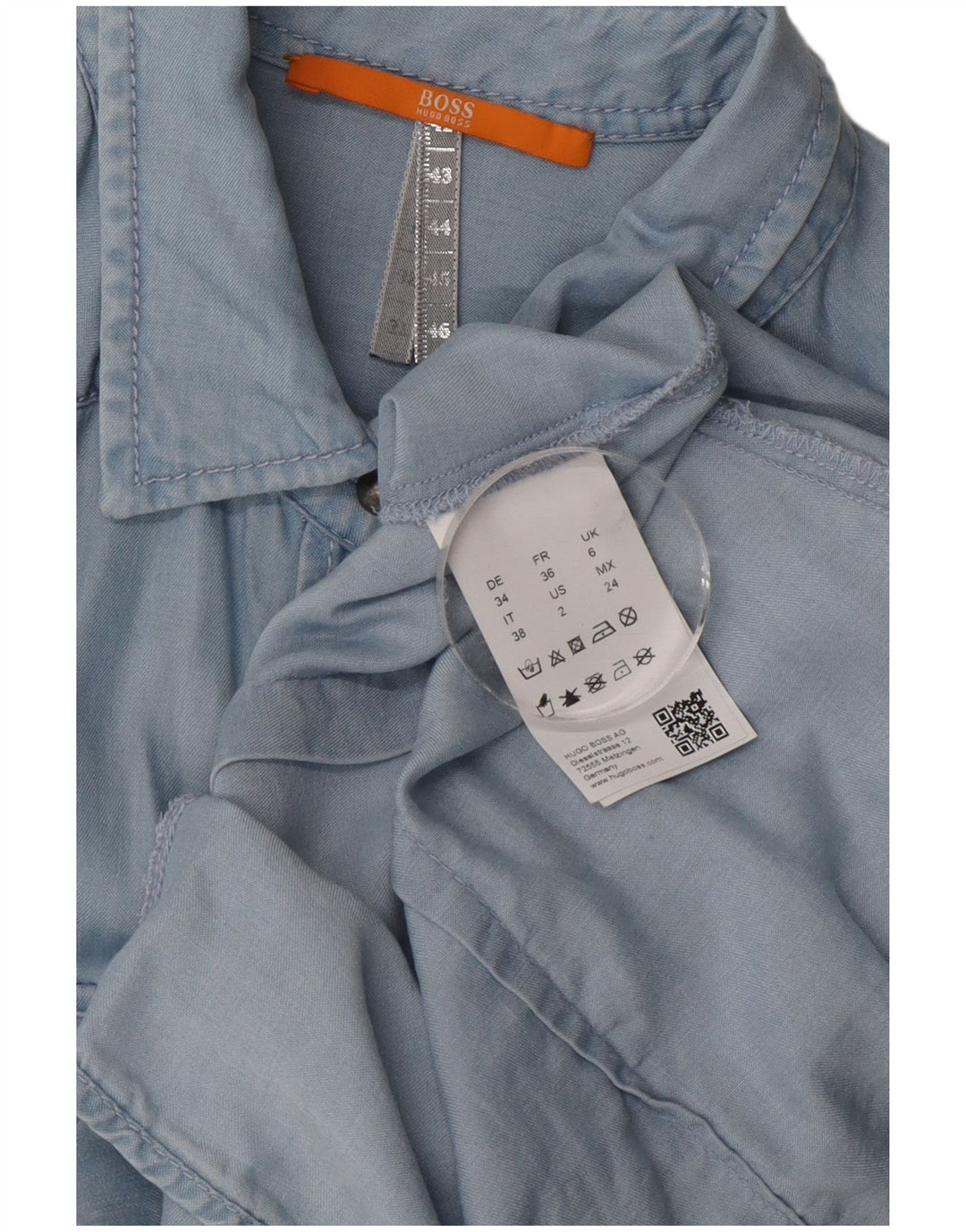 Hugo Boss Womens Oversized Shirt UK 6 XS Blue Lyocell
