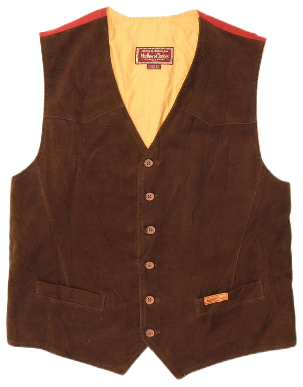 MARLBORO CLASSICS Mens Waistcoat EU 50 Medium Brown Cotton