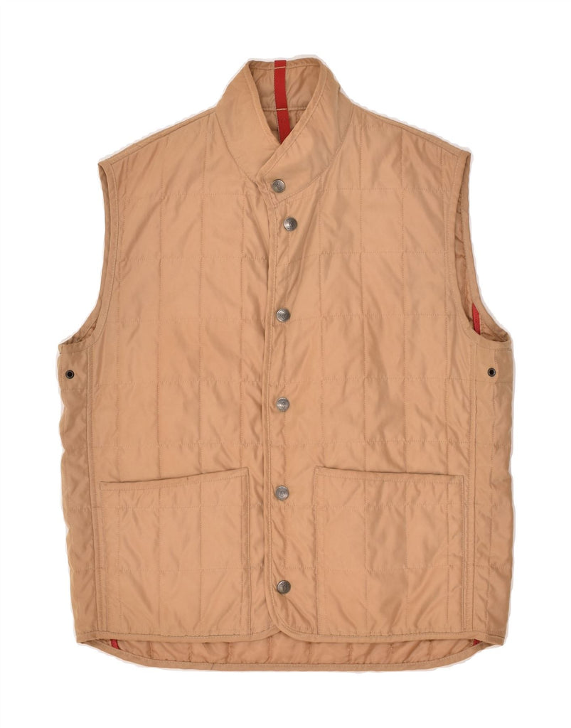 TRUSSARDI Mens Quilted Gilet IT 48 Medium Brown Polyester | Vintage Trussardi | Thrift | Second-Hand Trussardi | Used Clothing | Messina Hembry 