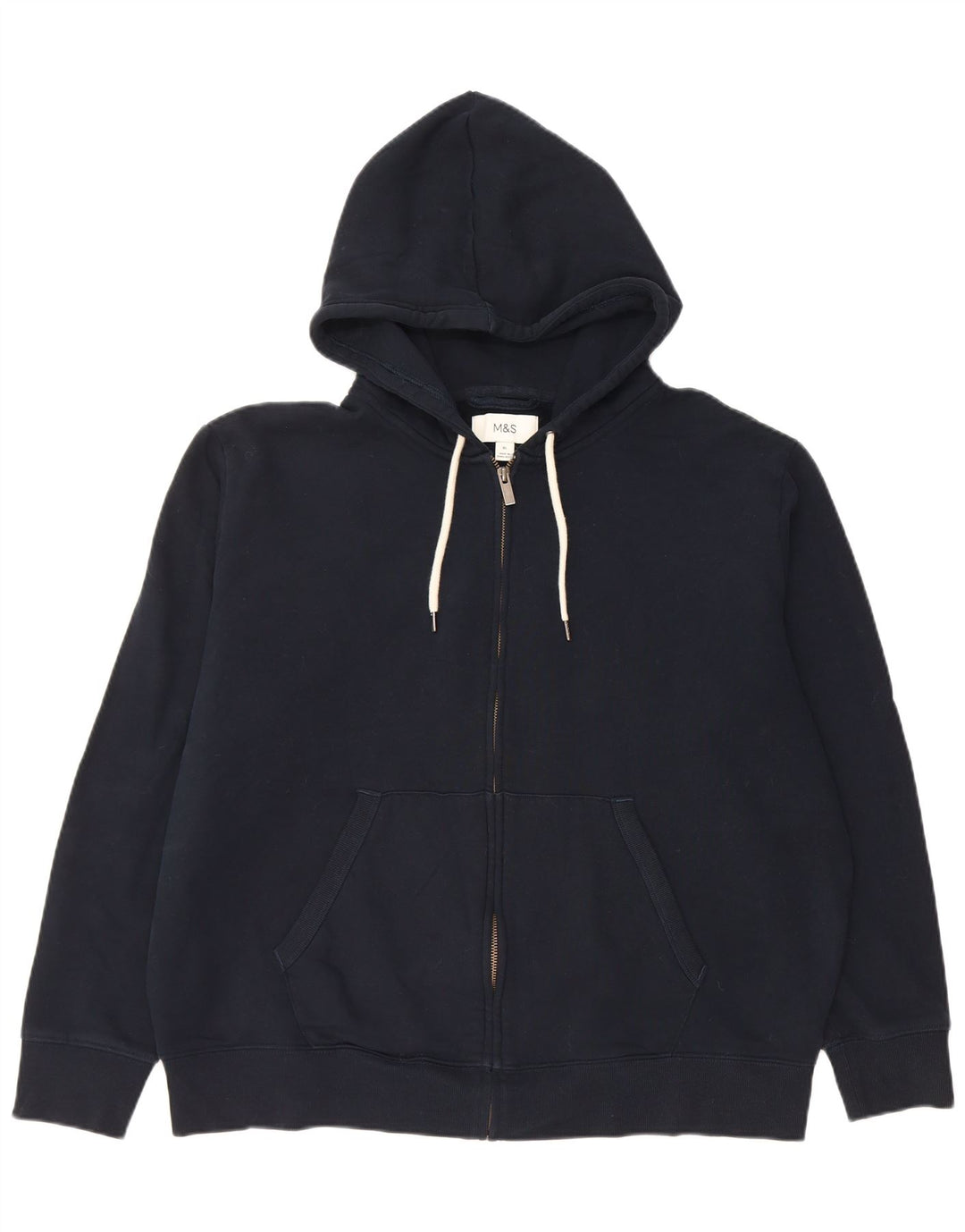 Marks & Spencer Mens Zip Hoodie Sweater XL Navy Blue Cotton