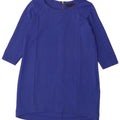 Marks & Spencer Womens Petite 3/4 Sleeve Shift Dress UK 12 Medium Blue