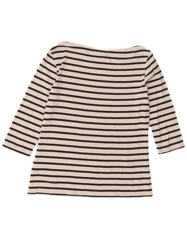 Tommy Hilfiger Womens Top 3/4 Sleeve UK 14 Large White Striped Cotton