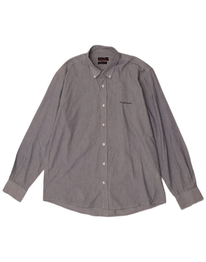 Pierre Cardin Mens Regular Fit Shirt XL Grey Pinstripe Polyester