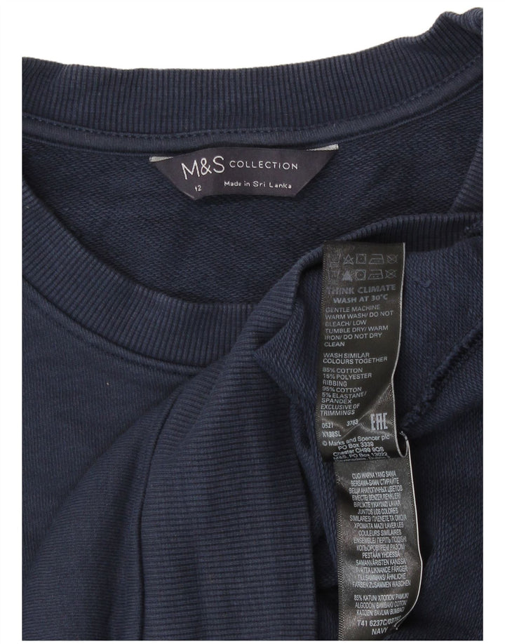 Marks & Spencer Womens Sweatshirt Jumper UK 12 Medium  Navy Blue Cotton