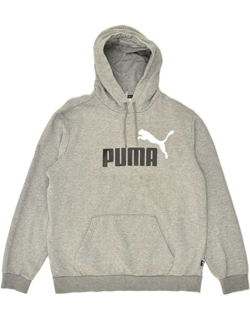 PUMA Womens Graphic Hoodie Jumper UK 16 Large Grey Cotton | Vintage Puma | Thrift | Second-Hand Puma | Used Clothing | Messina Hembry 