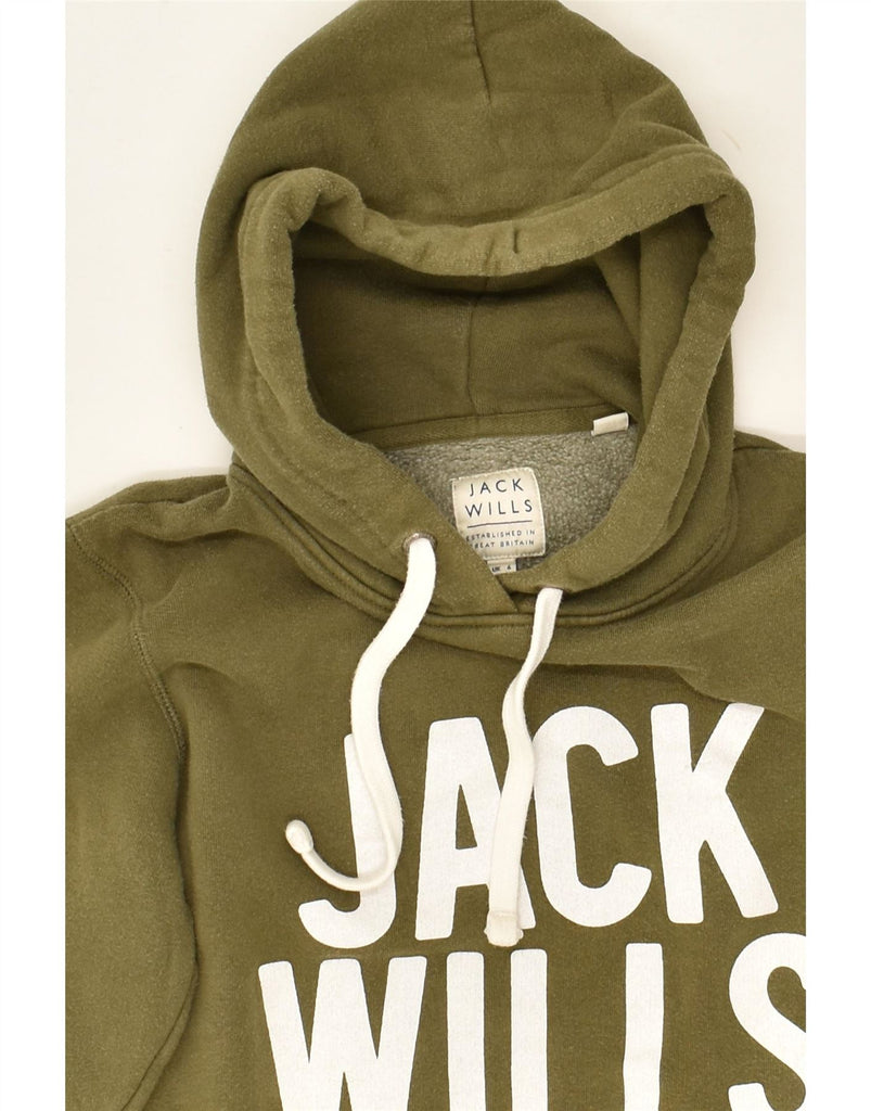 JACK WILLS Womens Graphic Hoodie Jumper UK 6 XS  Green Cotton | Vintage Jack Wills | Thrift | Second-Hand Jack Wills | Used Clothing | Messina Hembry 