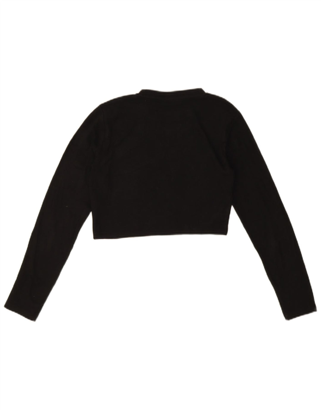 Zara Womens Crop Top Long Sleeve UK 16 Large Black Cotton