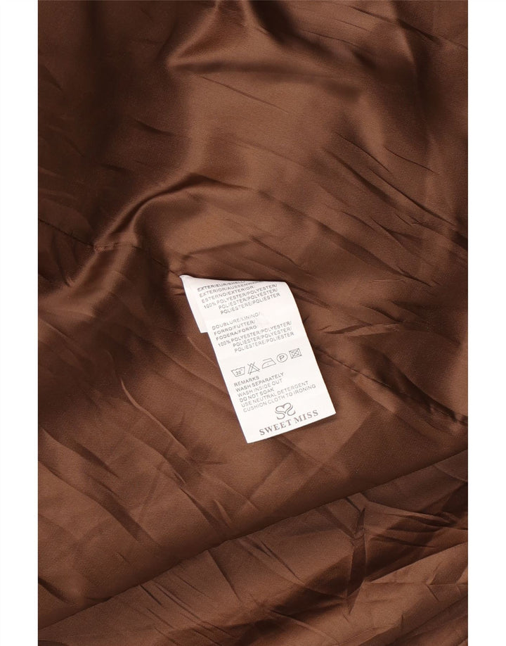 SWEET MISS Womens Double Breasted Coat UK 14 Medium Brown Check Polyester