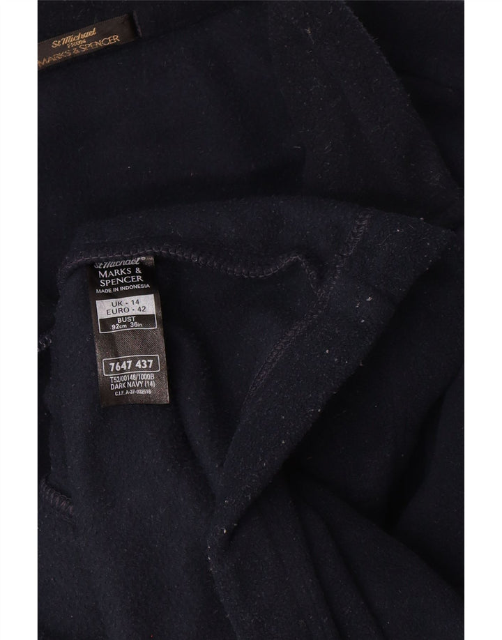 Marks & Spencer Womens Fleece Jacket UK 14 Large  Navy Blue Polyester