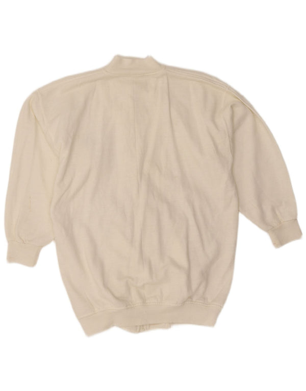 Vintage Mens Tracksuit Top Jacket Medium White Cotton