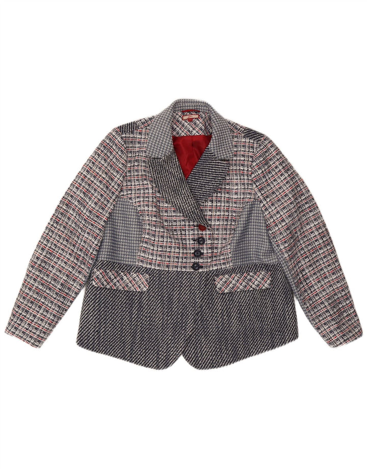 JOE BROWNS Womens 4 Button Blazer Jacket UK 22 3XL Navy Blue Check