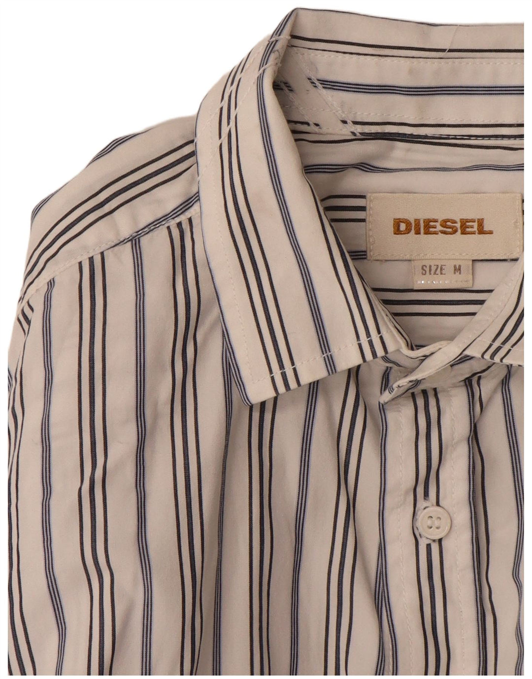 Diesel Mens Shirt Medium White Pinstripe Cotton