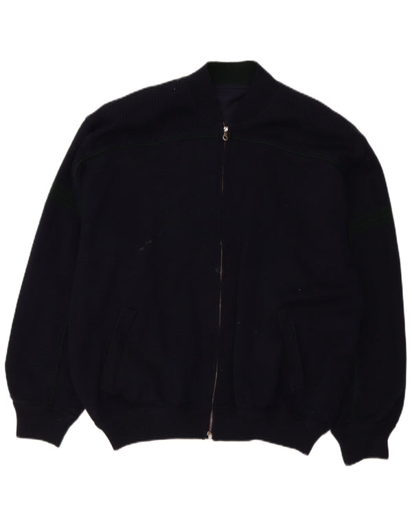 Vintage Mens Loose Fit Cardigan Sweater IT 52 Large Navy Blue Wool