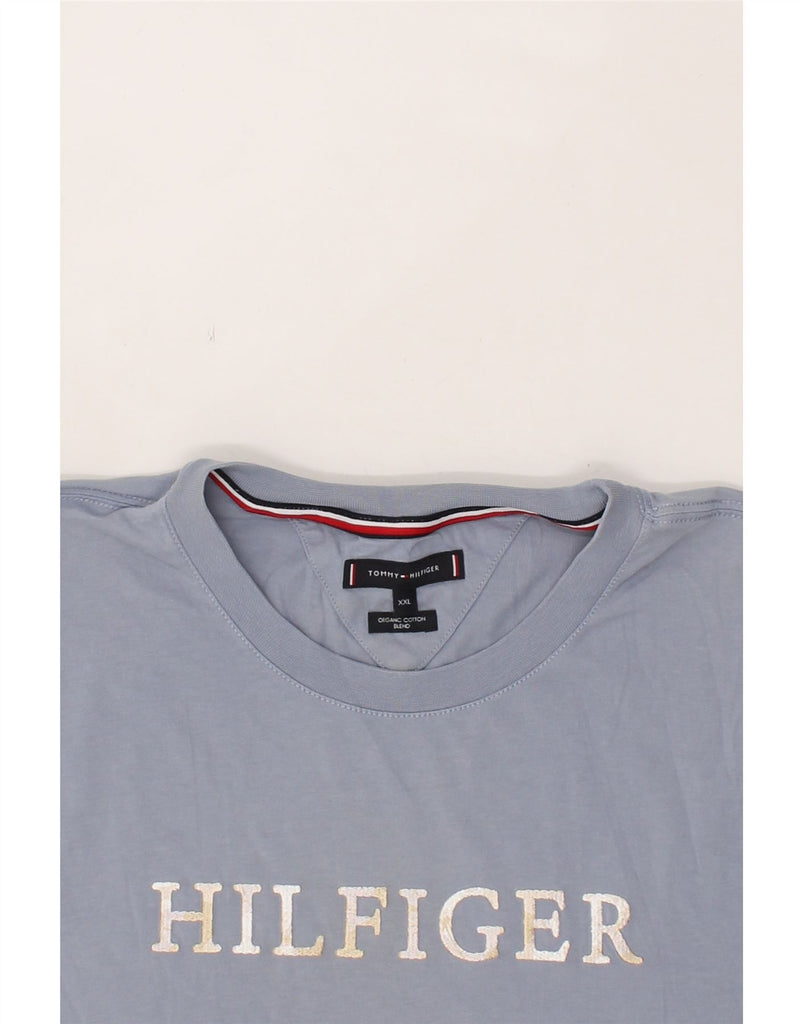 TOMMY HILFIGER Mens Graphic T-Shirt Top 2XL Blue Cotton Vintage Tommy Hilfiger and Second-Hand Tommy Hilfiger from Messina Hembry 