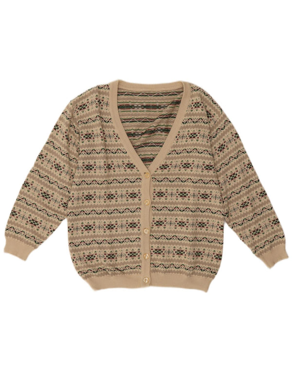 Vintage Womens Cardigan Sweater UK 14 Medium Grey Fair Isle