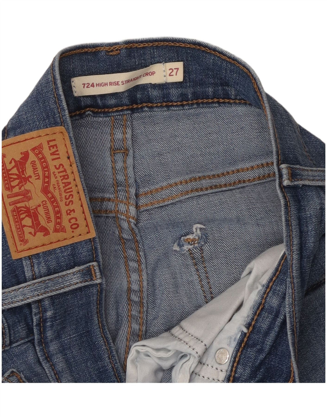 Levi's Womens 724 High Rise Straight Cropped Jeans W27 L26 Blue