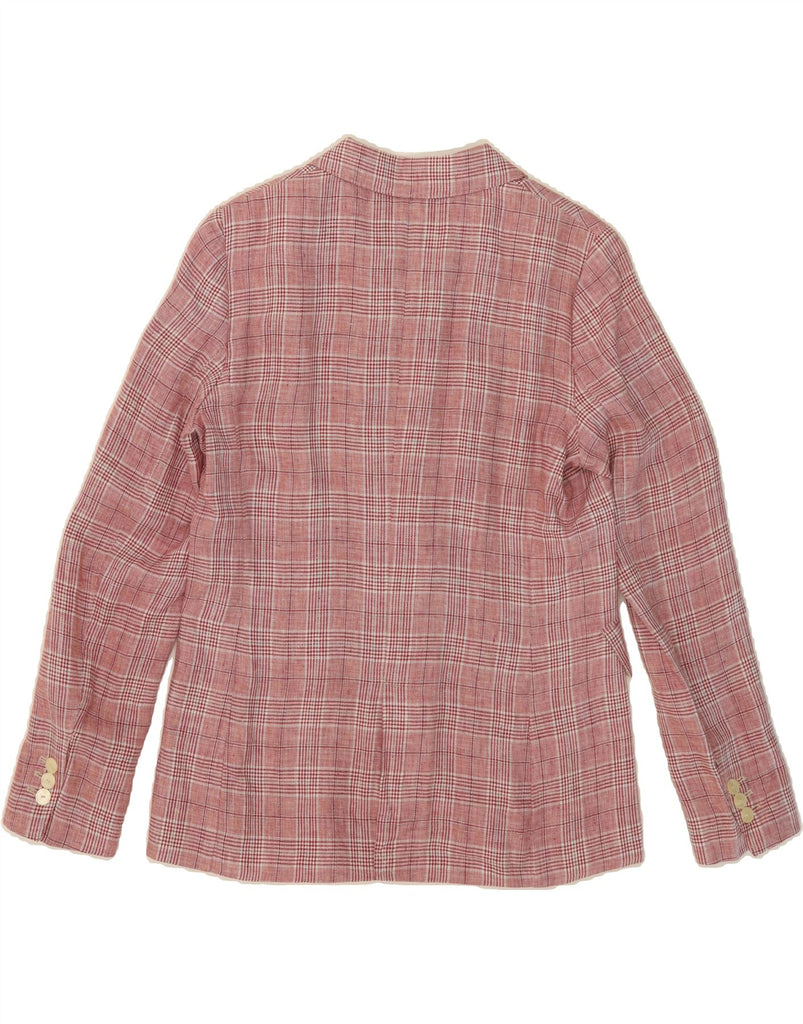 MASSIMO DUTTI Womens 1 Button Blazer Jacket EU 42 Large Pink Houndstooth Vintage Massimo Dutti and Second-Hand Massimo Dutti from Messina Hembry 