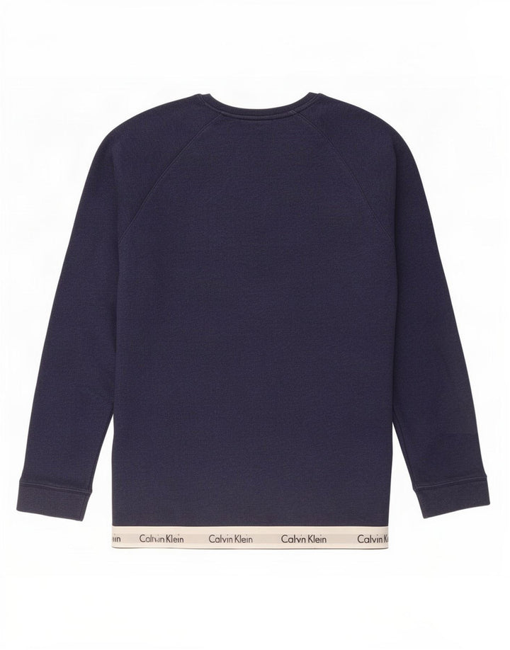 Calvin Klein Mens Graphic Sweatshirt Jumper Medium Navy Blue Colourblock