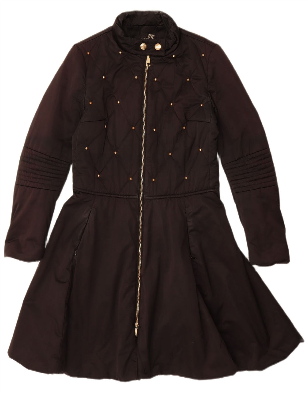 Moschino Womens Overcoat UK 8 Small  Black Polyester