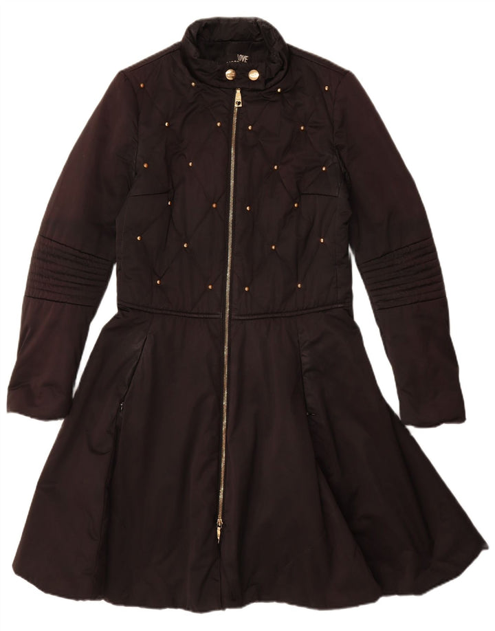 Moschino Womens Overcoat UK 8 Small  Black Polyester