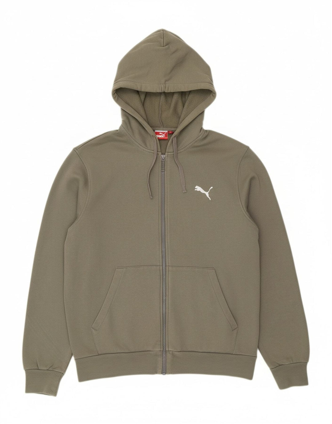 PUMA Mens Graphic Zip Hoodie Sweater Large Khaki Cotton