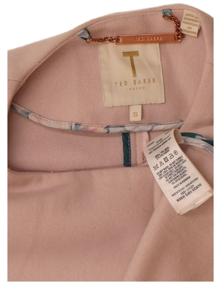 Ted Baker Womens Oversized Cape Coat UK 10 Small Pink Wool