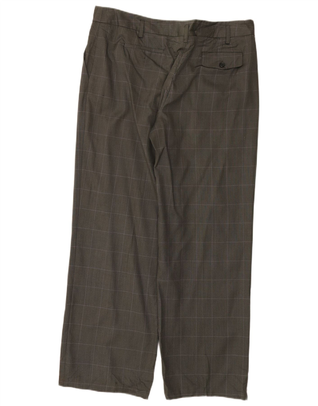 Calvin Klein Womens Straight Suit Trousers US 14 XL W36 L30 Grey Check Wool