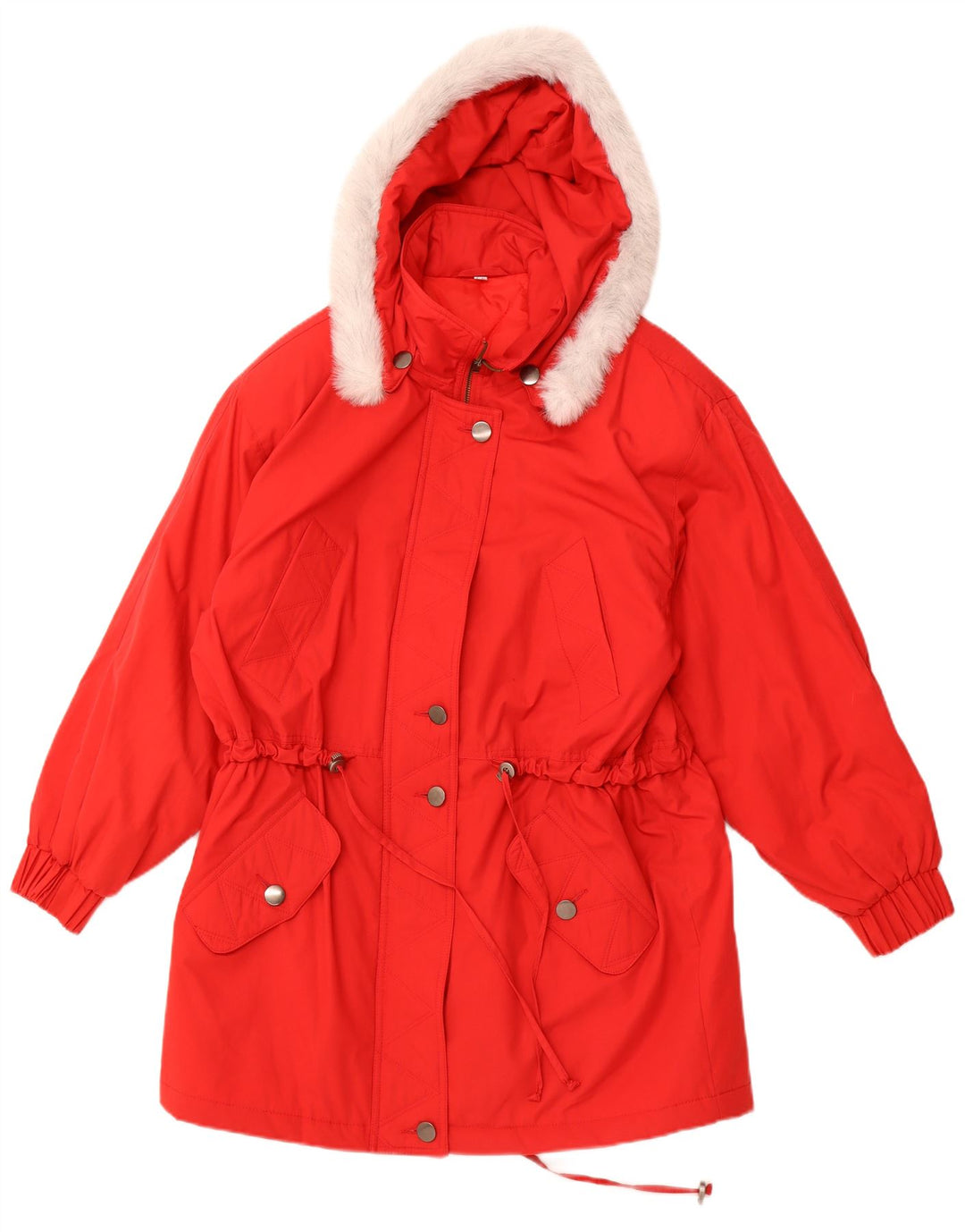 VINTAGE Womens Hooded Windbreaker Coat UK 12 Medium Red Polyester