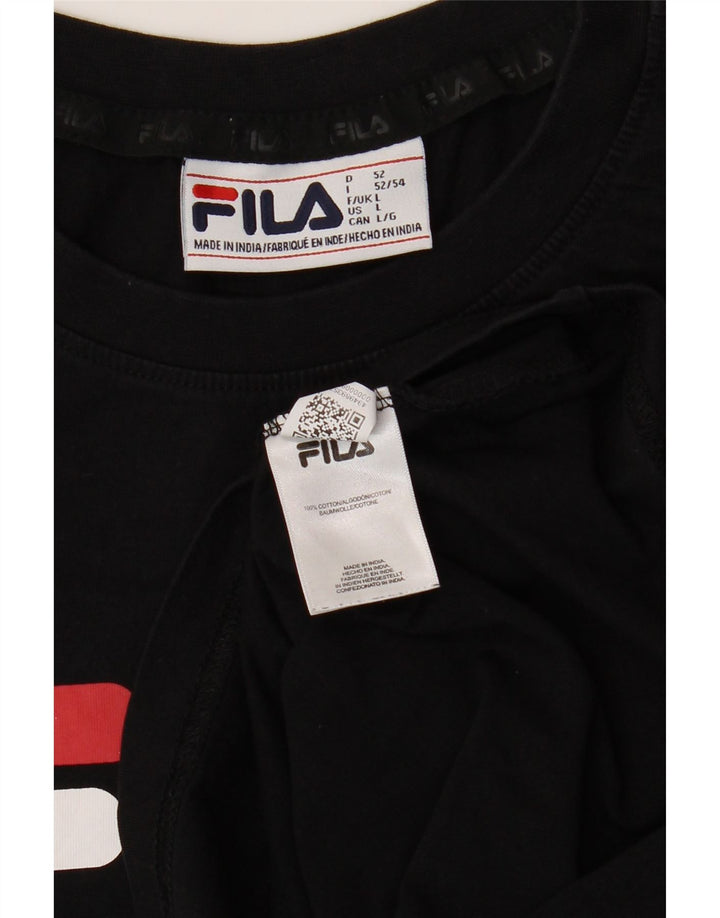 FILA Mens Graphic T-Shirt Top Large Black Cotton Vintage Fila and Second-Hand Fila from Messina Hembry 