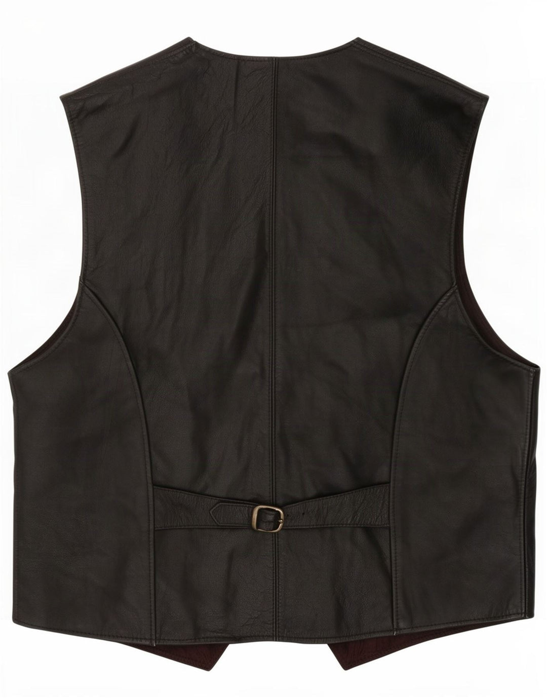 Vintage Mens Leather Waistcoat IT 52 Large Black