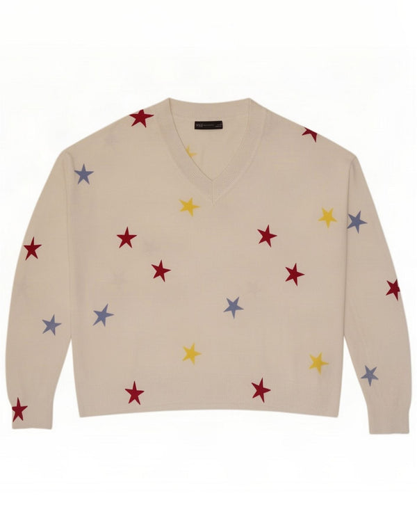 Marks & Spencer Womens Abstract Pattern V-Neck Jumper Sweater UK 16 Large W