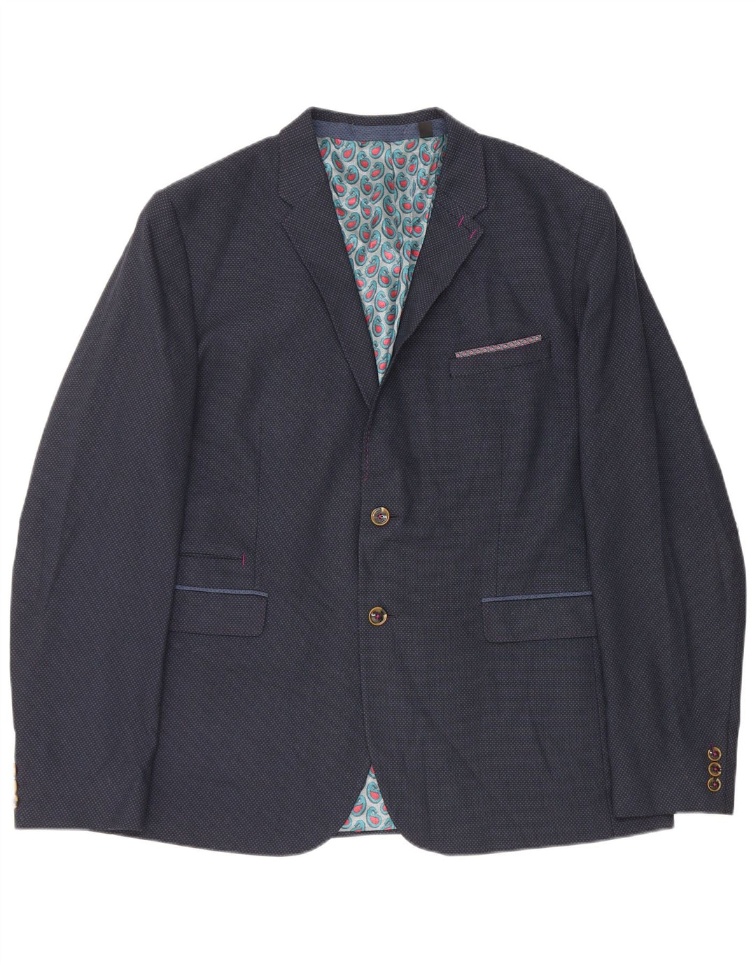 Ted Baker Mens 2 Button Blazer Jacket Size 7 3XL Navy Blue Polyester