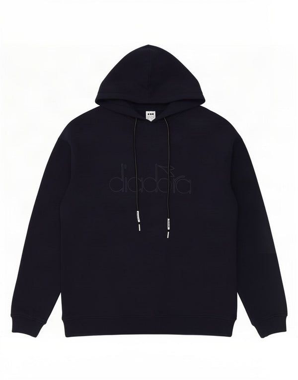 Diadora Mens Graphic Hoodie Jumper Medium Navy Blue Cotton