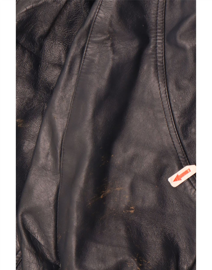 Sterling Mens Leather Jacket UK 40 Large Navy Blue Leather