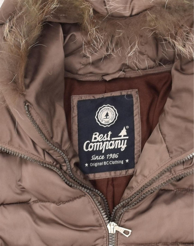 BEST COMPANY Womens Hooded Padded Jacket UK 14 Medium Beige | Vintage Best Company | Thrift | Second-Hand Best Company | Used Clothing | Messina Hembry 