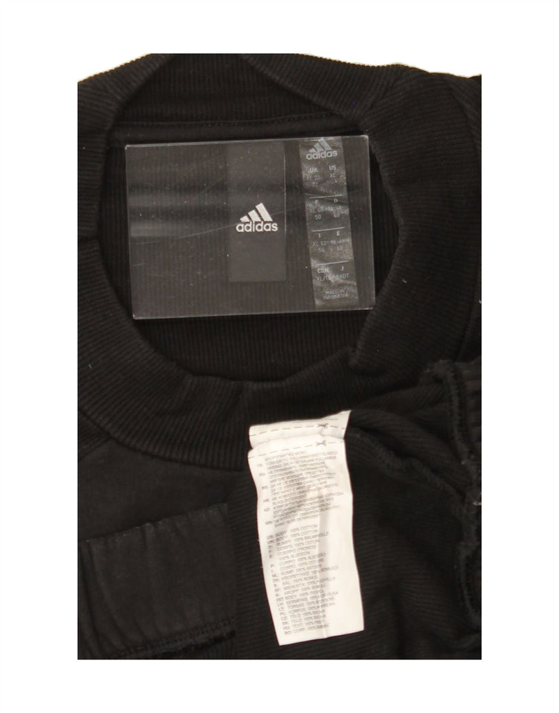 ADIDAS Womens Oversized Crop Sweatshirt Jumper UK 20/22 XL Black Cotton Vintage Adidas and Second-Hand Adidas from Messina Hembry 