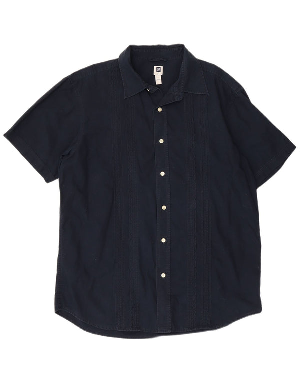 Gap Mens Short Sleeve Shirt Large Navy Blue Cotton