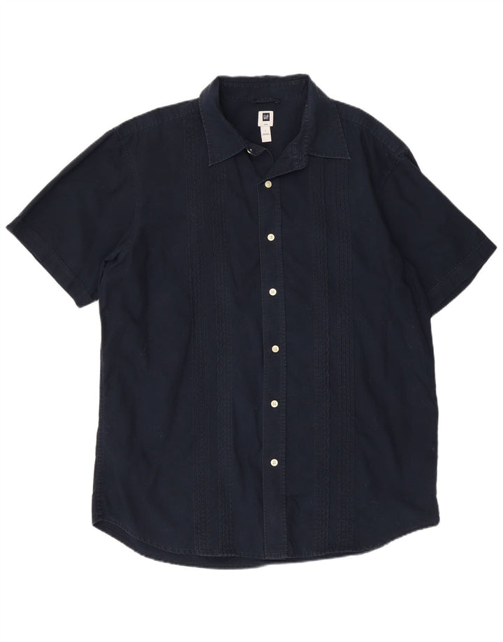 Gap Mens Short Sleeve Shirt Large Navy Blue Cotton