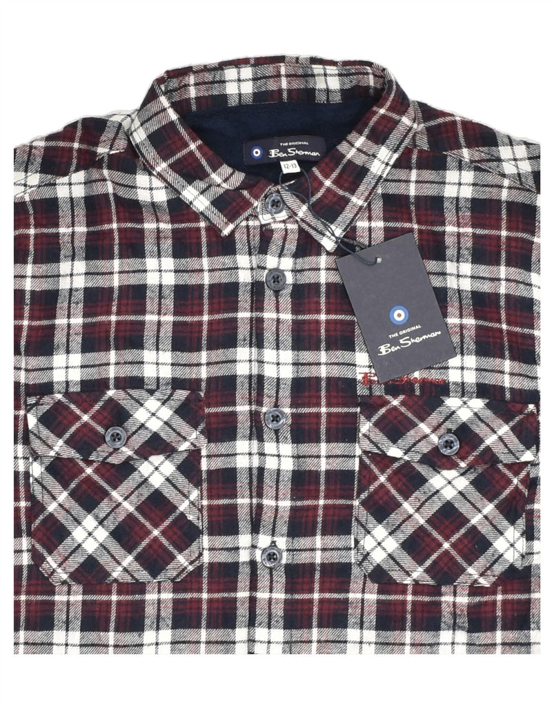 BEN SHERMAN Boys Flannel Shirt 12-13 Years Maroon Check Cotton | Vintage Ben Sherman | Thrift | Second-Hand Ben Sherman | Used Clothing | Messina Hembry 
