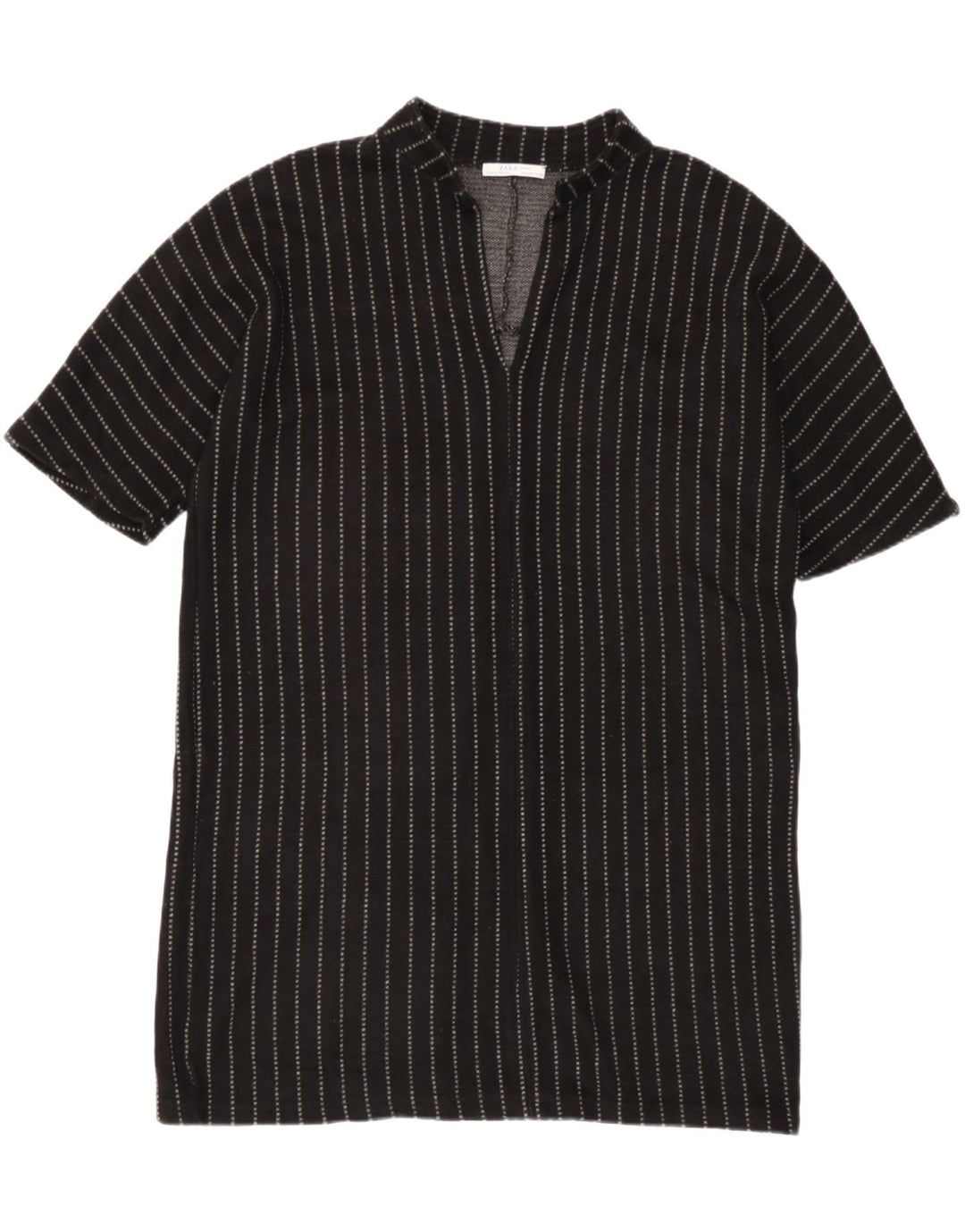 Zara Womens Oversized Shift Dress UK 14 Medium Black Striped Acrylic