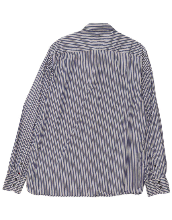 Tommy Hilfiger Mens Shirt Large Blue Striped Cotton