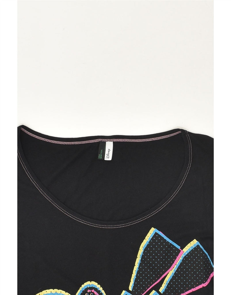 BENETTON Womens Goofy Graphic T-Shirt Top UK 6 XS Black Cotton | Vintage Benetton | Thrift | Second-Hand Benetton | Used Clothing | Messina Hembry 
