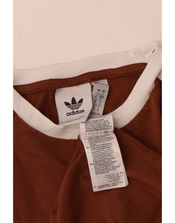 Adidas Mens T-Shirt Top Small Brown Cotton