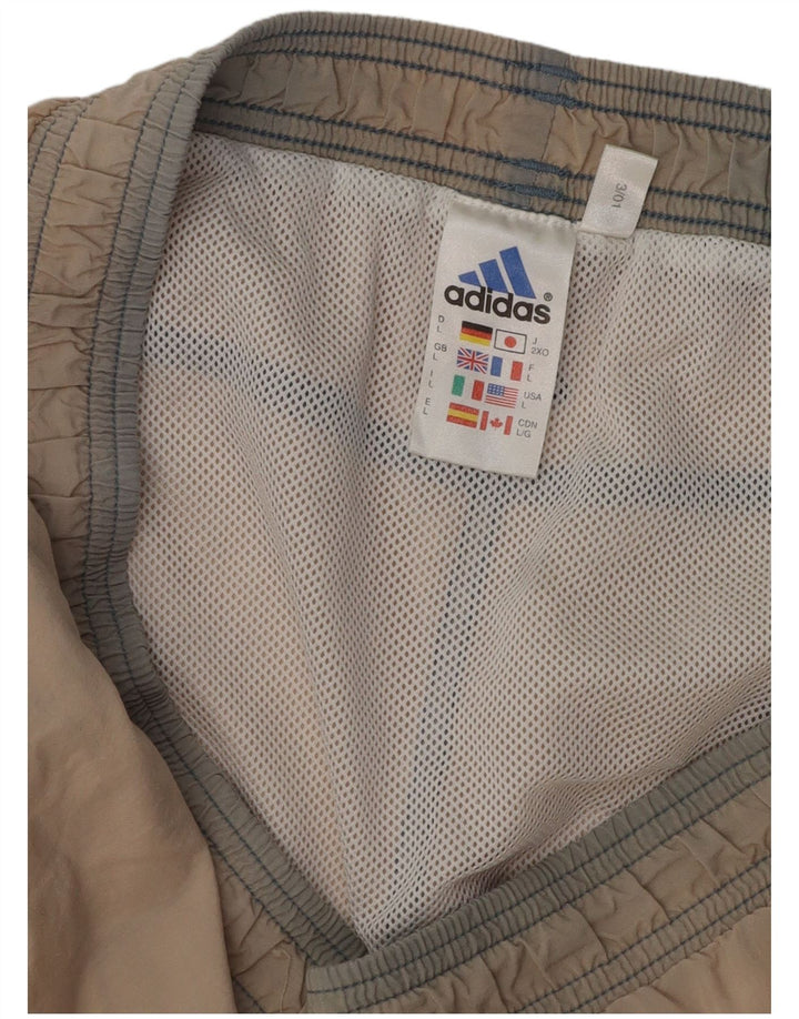 ADIDAS Mens Graphic Sport Shorts Large Beige Colourblock Polyester