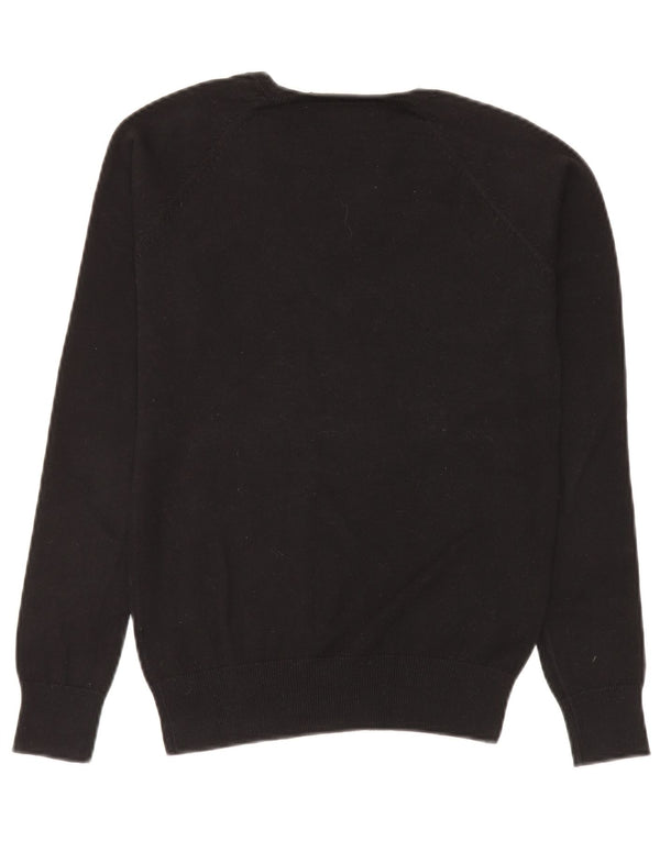Zara Womens V-Neck Jumper Sweater UK 14 Medium Black Cotton
